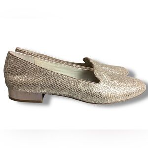 MICHAEL Kors Gold Glitter Loafers almond toe sparkle party shoes